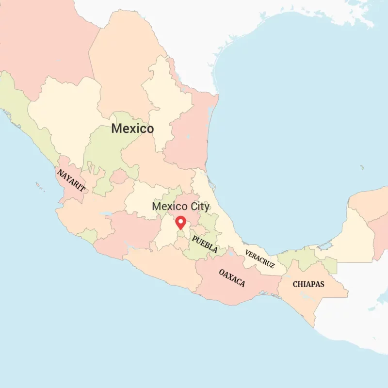 Mexico - regiony pěstování kávy 1