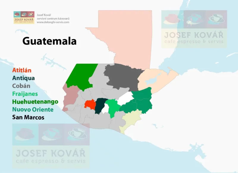 Guatemala - regiony pěstování kávy 1